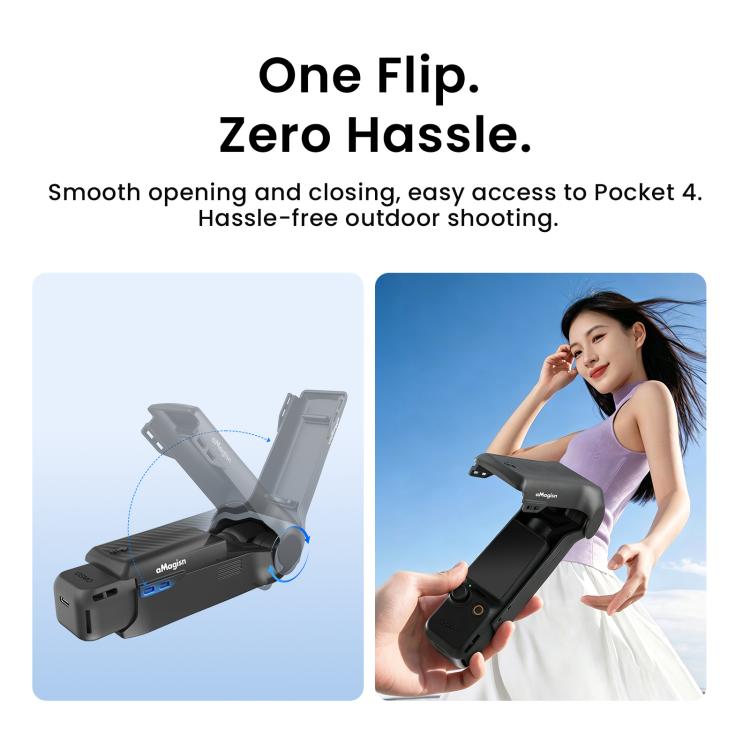 Funda protectora aMagisn de una sola pieza con tapa abatible, resistente a los impactos, de ABS, con compartimento magnético integrado para el filtro, para DJI Osmo Pocket 4.