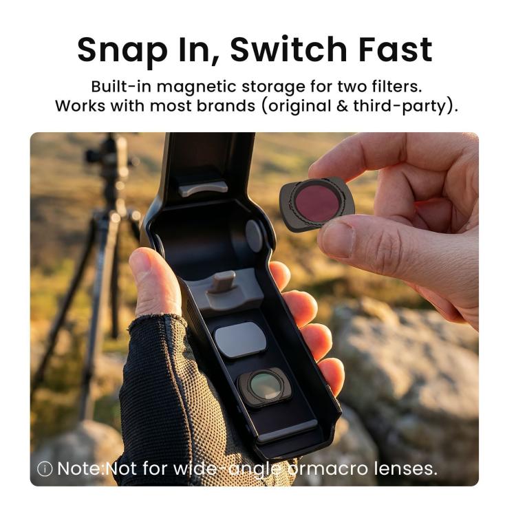 Funda protectora aMagisn de una sola pieza con tapa abatible, resistente a los impactos, de ABS, con compartimento magnético integrado para el filtro, para DJI Osmo Pocket 4.
