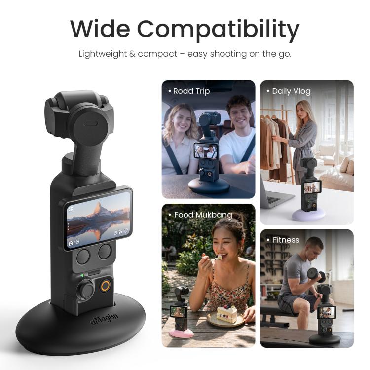 Soporte de escritorio de silicona aMagisn antideslizante para DJI Osmo Pocket 4/3 con base adhesiva. Soporte para salpicadero de coche.