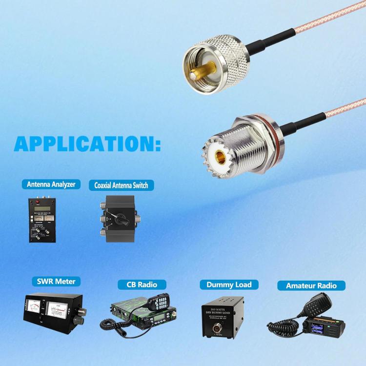 Cable RF UHF PL-259 a SO-239 macho a hembra RG316, 0.1m, 0.15m, 0.3m, 1m, 2m, 3m, 5m