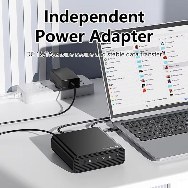 Carcasa para SSD NVMe M.2 USB4 Blueendless, caja externa de cuatro bahías para unidades de estado sólido de 40 Gbps, compatible con Soft RAID 0/1/5, capacidad de 32 TB., US Plug, EU Plug, UK Plug, AU Plug