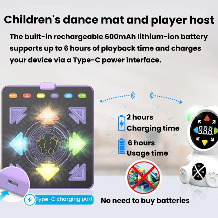 Alfombra de baile luminosa para niños, máquina de baile musical inalámbrica para fitness.