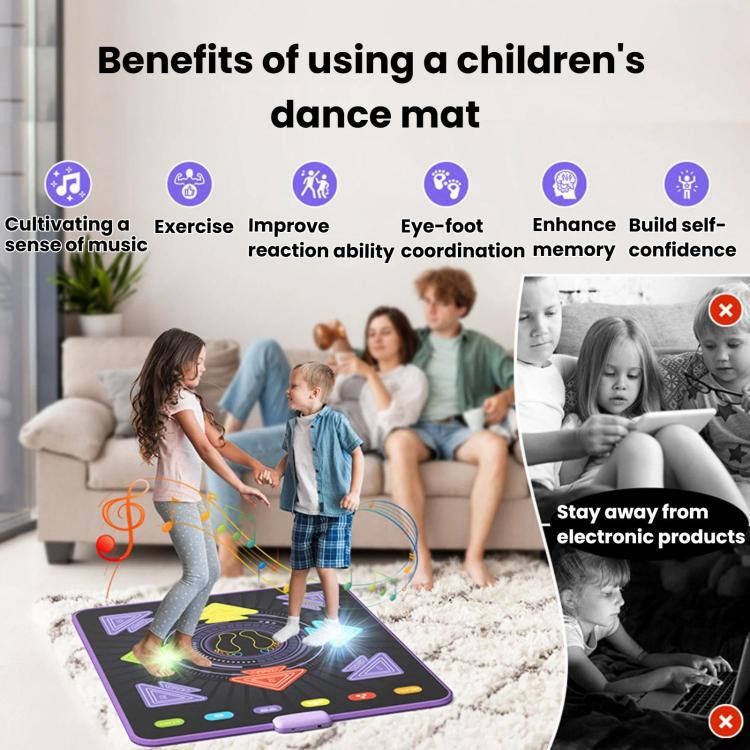 Alfombra de baile luminosa para niños, máquina de baile musical inalámbrica para fitness.