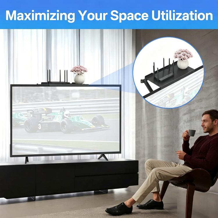 Estante superior ajustable para TV de 13 pulgadas, montado en la pared.