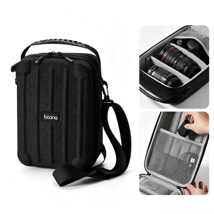 Baona FH002 Bolso bandolera de un solo hombro para cámara, portátil, con funda protectora rígida de EVA.