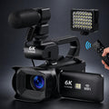 Videocámara digital de 64 MP con resolución 6K, zoom óptico de 18x, pantalla táctil de 4 pulgadas, micrófono y luz LED., 32G, 64G, 128G, 256G