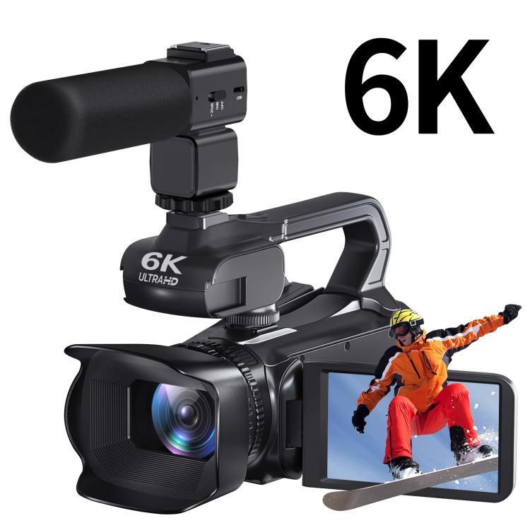Videocámara digital de 64 MP con resolución 6K, zoom óptico de 18x, pantalla táctil de 4 pulgadas, micrófono y luz LED., 32G, 64G, 128G, 256G