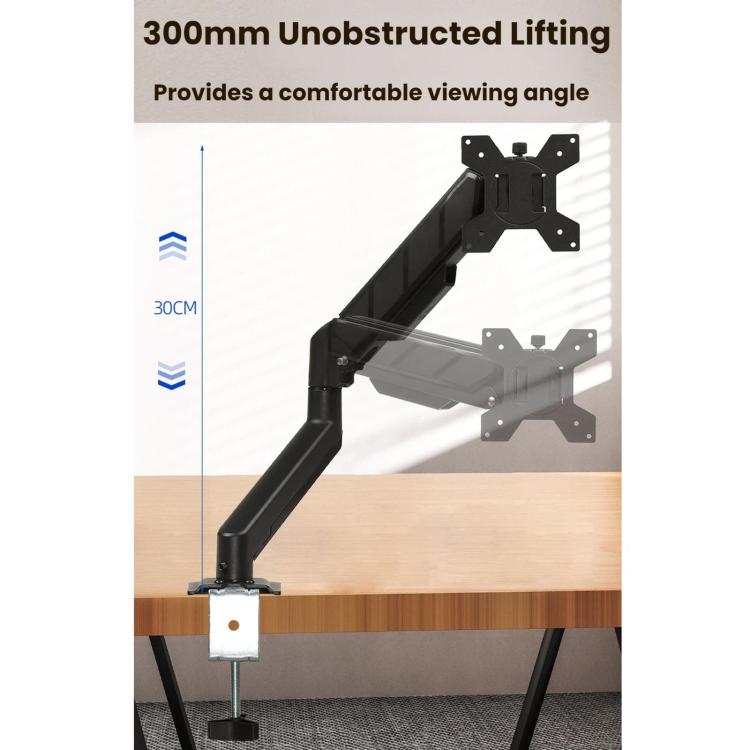 Soporte de escritorio ajustable en altura con resorte cilíndrico y brazo articulado para monitores de 10 a 32 pulgadas., DY-01