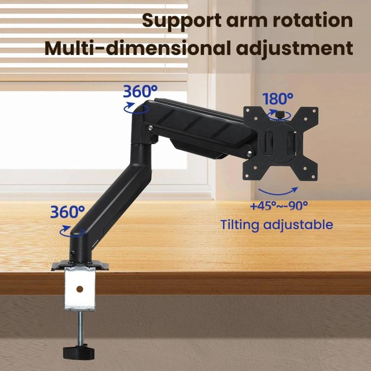 Soporte de escritorio ajustable en altura con resorte cilíndrico y brazo articulado para monitores de 10 a 32 pulgadas., DY-01
