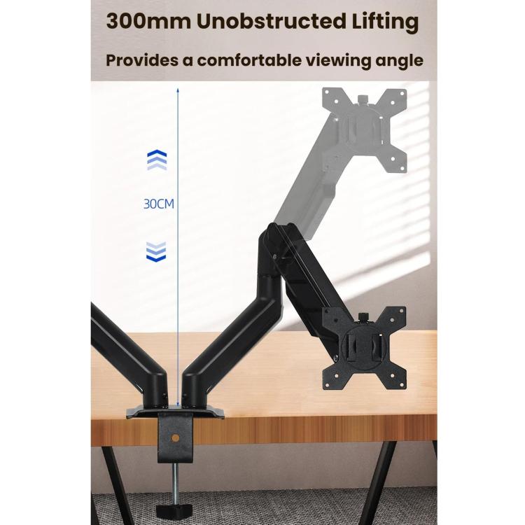 Soporte neumático de 32 pulgadas para monitor de computadora de doble pantalla con altura ajustable, DY-02