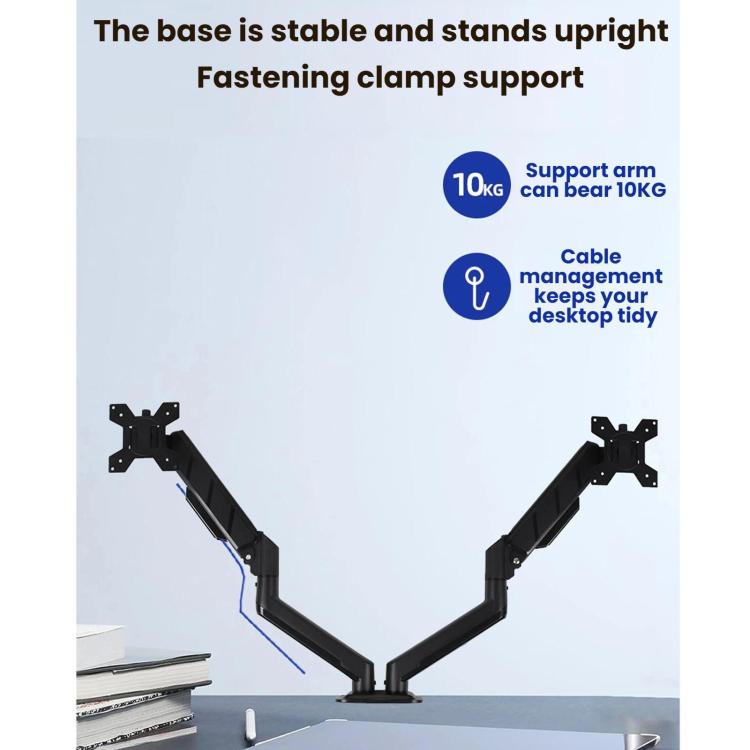 Soporte neumático de 32 pulgadas para monitor de computadora de doble pantalla con altura ajustable, DY-02