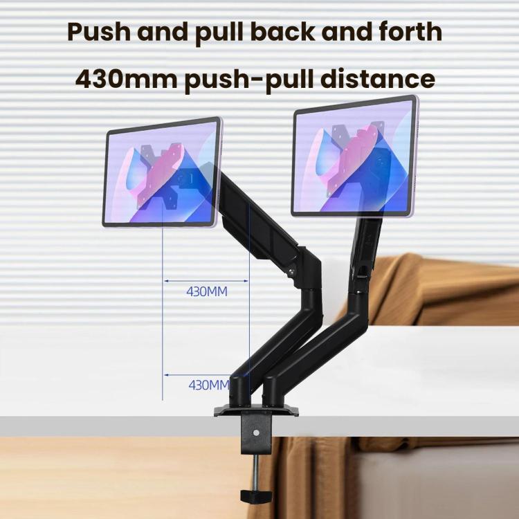 Soporte neumático de 32 pulgadas para monitor de computadora de doble pantalla con altura ajustable, DY-02