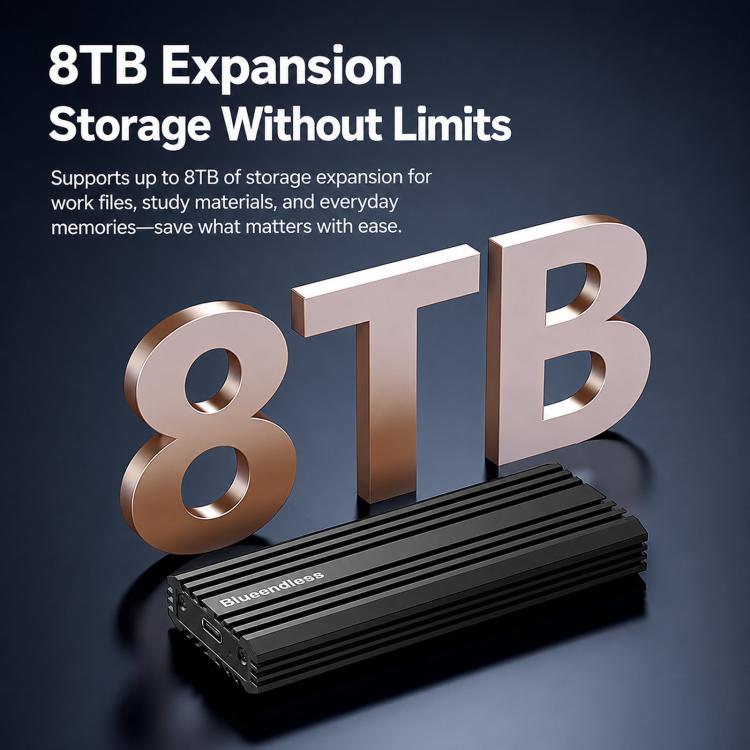 Carcasa para SSD M.2 NVMe Blueendless M6NA de 20 Gbps, USB 3.2 Gen 2x2 Tipo-C, carcasa de aluminio para discos duros externos 2230/2242/2260/2280 de hasta 8 TB., M6NA