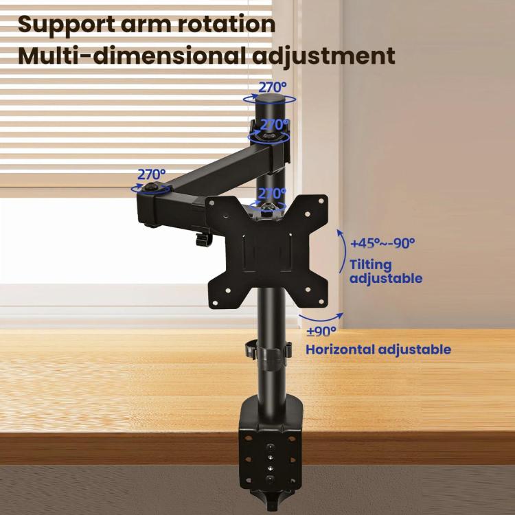 Soporte mecánico giratorio de un solo brazo para monitor de computadora con abrazadera de escritorio, ZX-MT011