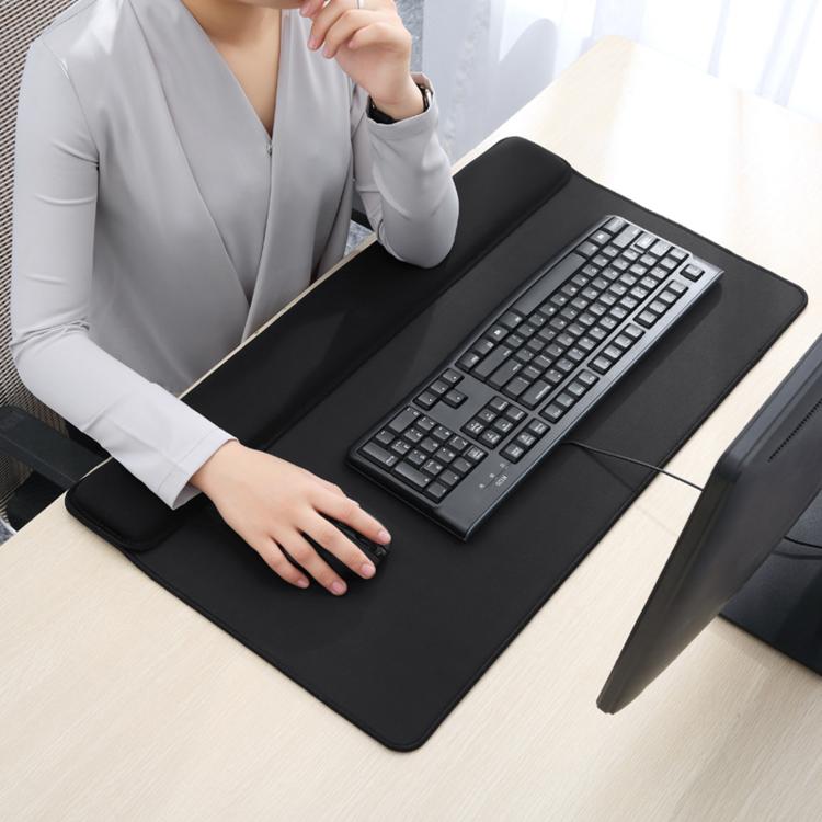 Stitched Edge Integrated Desk Mat & Mouse Pad, Mechanical Keyboard Wrist Rest Desk Pad