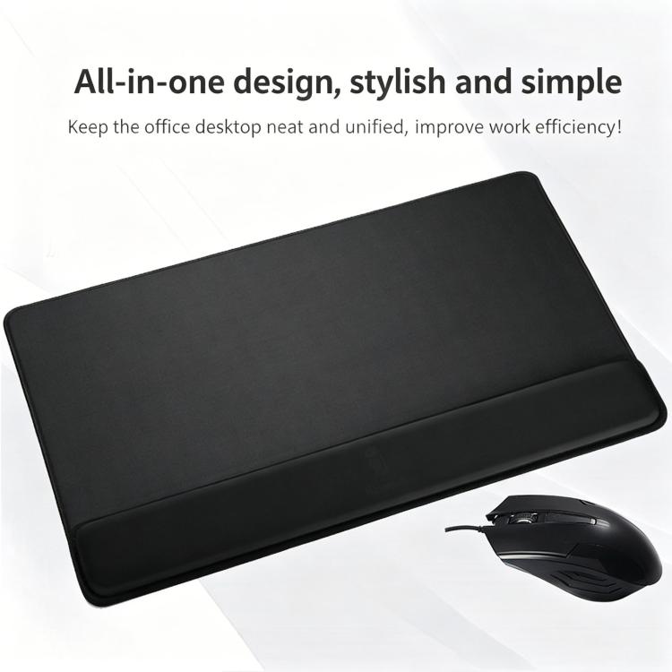 Large Integrated Wrist Rest Mouse Pad & Desk Mat, Office Gaming Wrist Support Keyboard Hand Rest, Large Black, Large Black Red Side