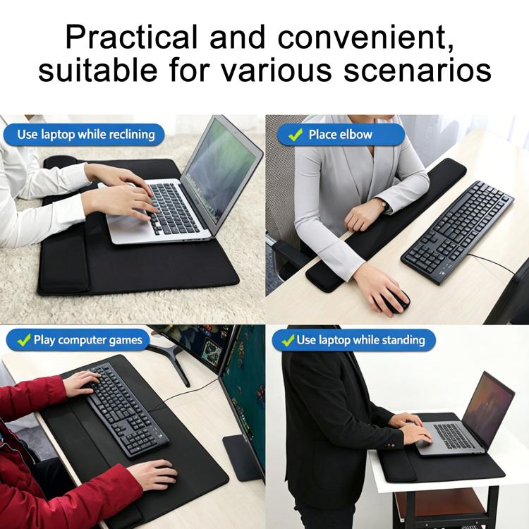 Large Integrated Wrist Rest Mouse Pad & Desk Mat, Office Gaming Wrist Support Keyboard Hand Rest, Large Black, Large Black Red Side