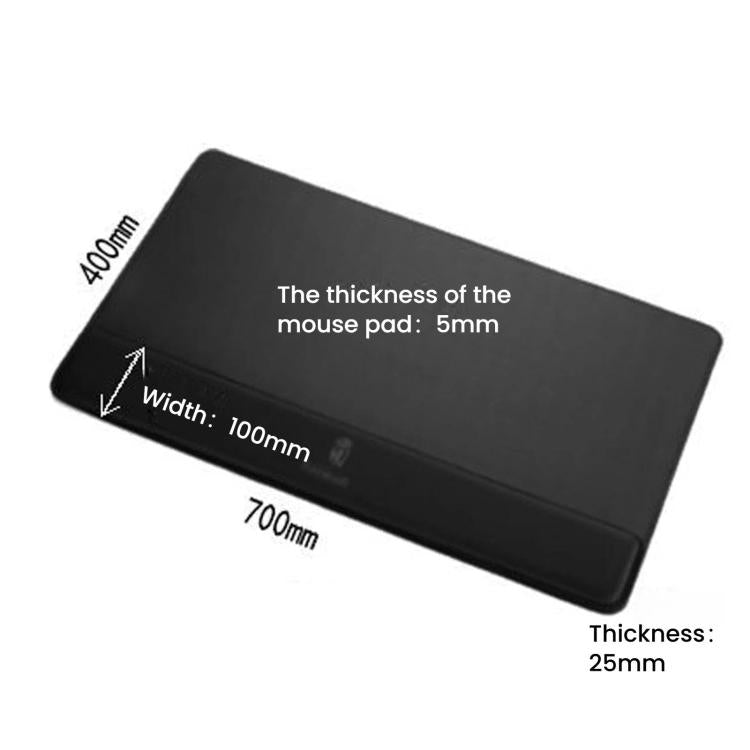 Large Integrated Wrist Rest Mouse Pad & Desk Mat, Office Gaming Wrist Support Keyboard Hand Rest, Large Black, Large Black Red Side