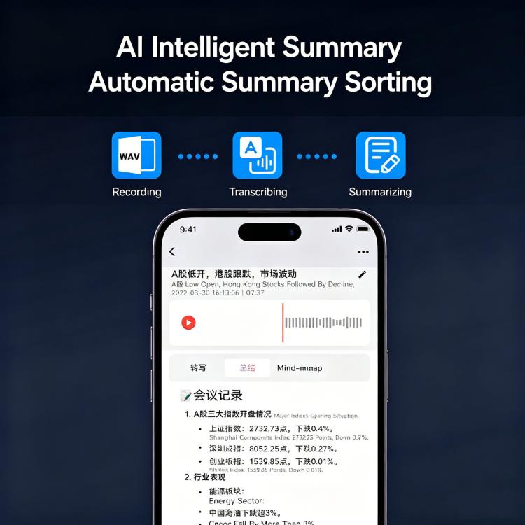 FW920E Portable Magnetic AI Smart Voice Recorder, Translation & Transcription Card?Shaped Audio Recorder, 64GB