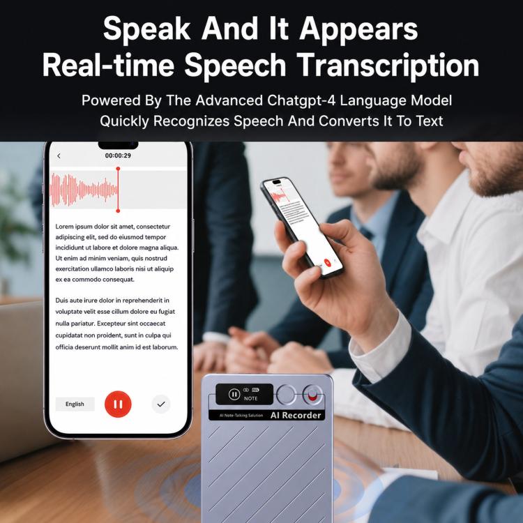 FW920E Portable Magnetic AI Smart Voice Recorder, Translation & Transcription Card?Shaped Audio Recorder, 64GB