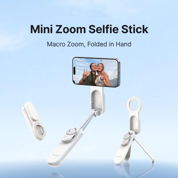 TELESIN Magnetic Phone Selfie Stick Zoom Control Tripod 13cm Pocket-Sized Foldable Lightweight Aluminum Travel Phone Holder