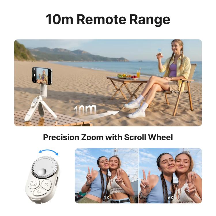 TELESIN Magnetic Phone Selfie Stick Zoom Control Tripod 13cm Pocket-Sized Foldable Lightweight Aluminum Travel Phone Holder