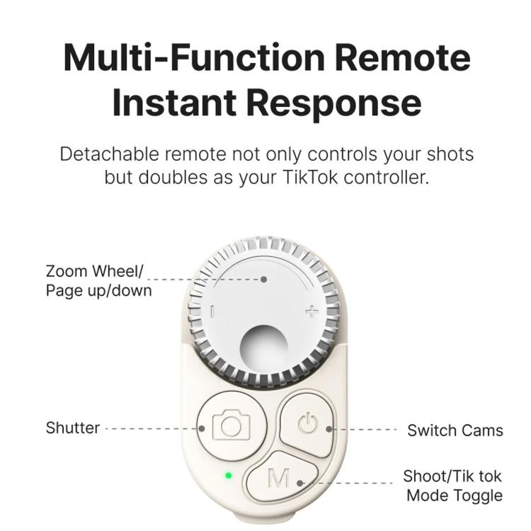 TELESIN Magnetic Phone Selfie Stick Zoom Control Tripod 13cm Pocket-Sized Foldable Lightweight Aluminum Travel Phone Holder