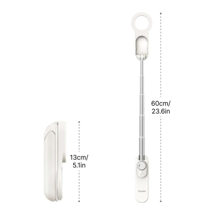 TELESIN Magnetic Phone Selfie Stick Zoom Control Tripod 13cm Pocket-Sized Foldable Lightweight Aluminum Travel Phone Holder