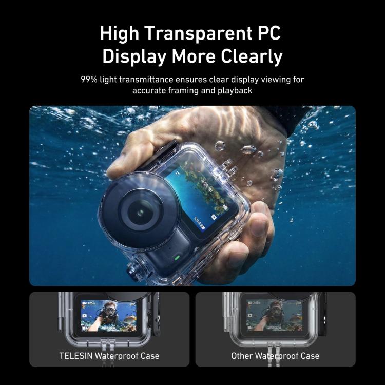 Funda impermeable TELESIN de 60 m para DJI Osmo Nano IPX8, carcasa subacuática para buceo, cubierta protectora antivaho para cámara de acción.
