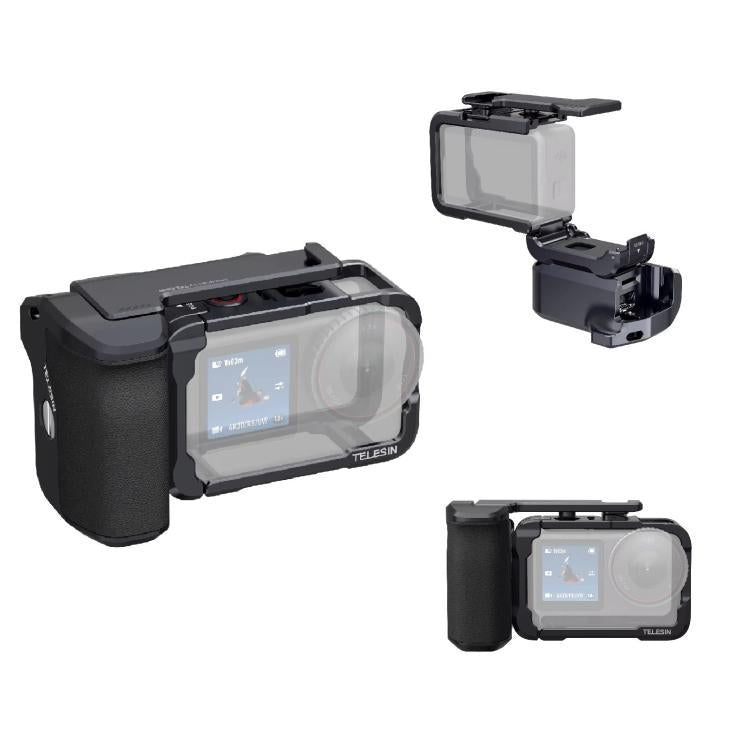 Para DJI Action 6 TELESIN Street Photography Grip Set, jaula de cámara de aleación de aluminio, empuñadura de mano, For DJI Action 6