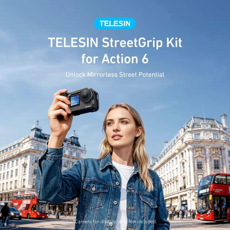 Para DJI Action 6 TELESIN Street Photography Grip Set, jaula de cámara de aleación de aluminio, empuñadura de mano, For DJI Action 6