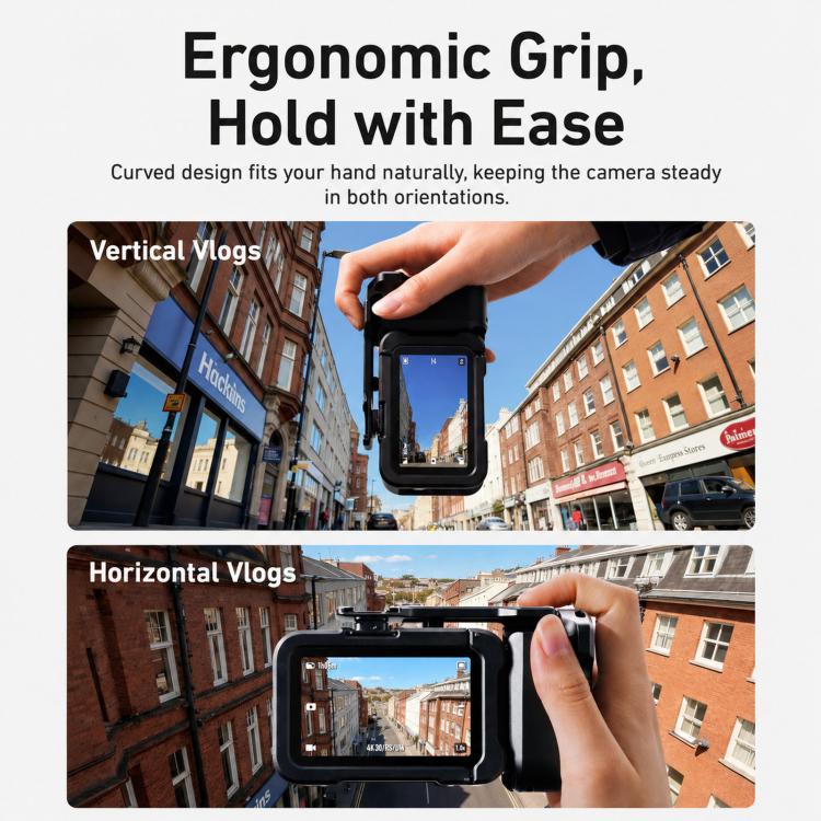 Para DJI Action 6 TELESIN Street Photography Grip Set, jaula de cámara de aleación de aluminio, empuñadura de mano, For DJI Action 6