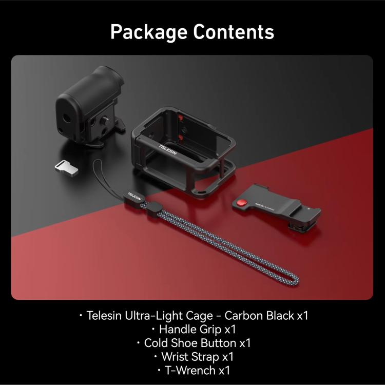 Kit TELESIN StreetGrip para jaula de cámara de aleación de aluminio DJI Osmo Action 5 Pro/4/3, empuñadura de mano., For DJI Osmo Action 5 Pro/4/3