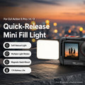 Luz de relleno mini para vlogs de liberación rápida TELESIN para DJI Action 5 Pro/4/3, luz de vídeo LED magnética impermeable IPX5 con 3 temperaturas de color., For DJI Action 5 Pro/4/3