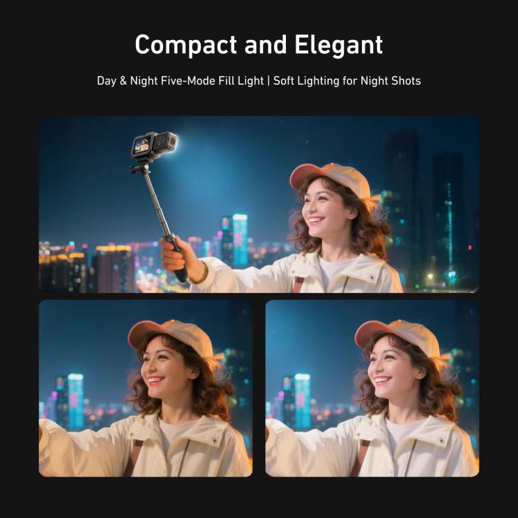 Luz de relleno mini para vlogs de liberación rápida TELESIN para DJI Action 5 Pro/4/3, luz de vídeo LED magnética impermeable IPX5 con 3 temperaturas de color., For DJI Action 5 Pro/4/3