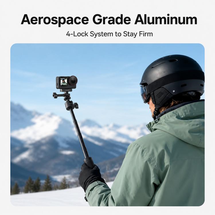 Trípode mini selfie TELESIN 3.0 para cámara de acción, poste extensible de aluminio de 18-46 cm con rótula de 360 grados., S1-MNP-16