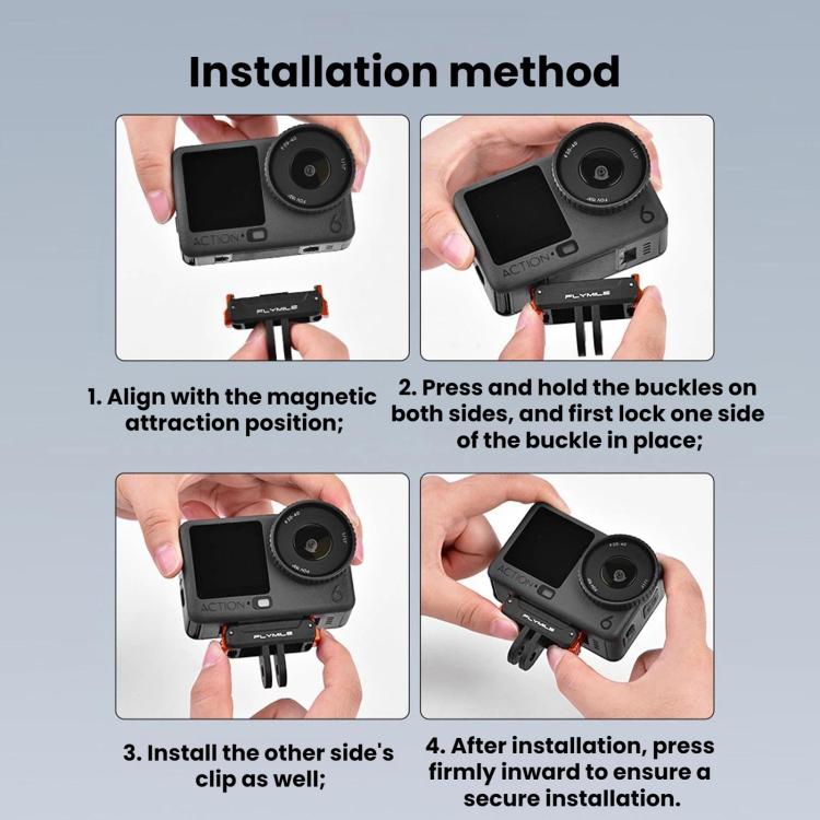 Base magnética de liberación rápida FLYMILE para DJI Osmo Action 6 / 5 Pro / 4 / 3