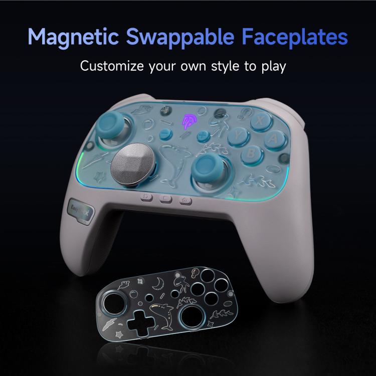 Mando inalámbrico EasySMX S10 para Nintendo Switch y Switch 2 con NFC, vibración HD y carcasa intercambiable.