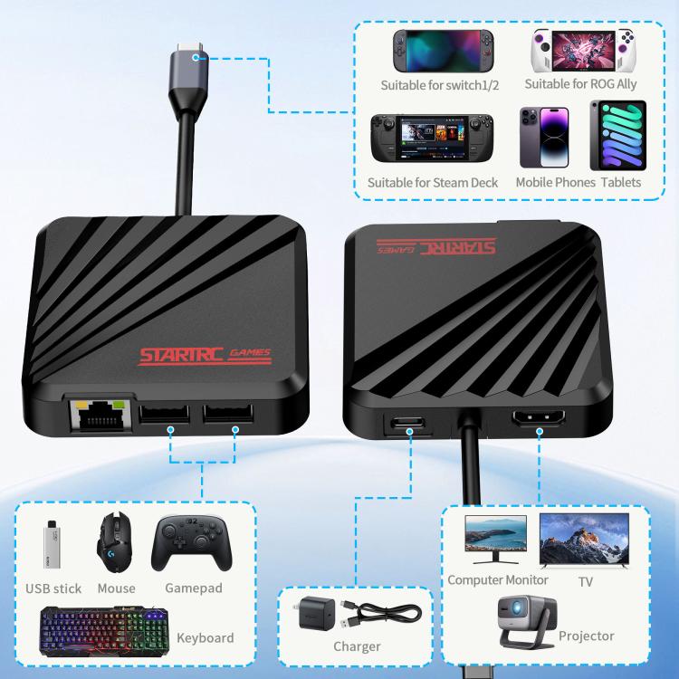 Base HDMI multifuncional para duplicación de pantalla de STARTRC GAMES, For Nintendo Switch Series