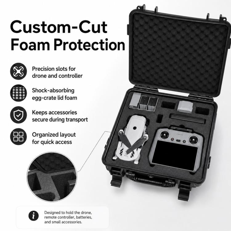 Estuche de seguridad a prueba de golpes para drones DJI Lito 1 / X1, portátil e impermeable para exteriores., Black No Shoulder Strap, Black With Shoulder Strap