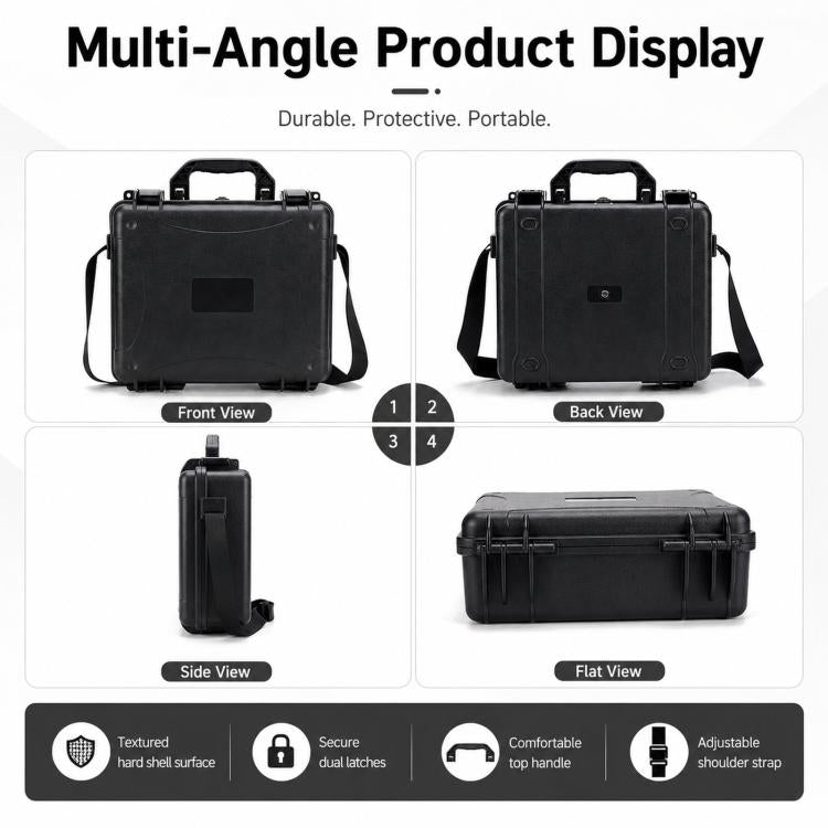 Estuche de seguridad a prueba de golpes para drones DJI Lito 1 / X1, portátil e impermeable para exteriores., Black No Shoulder Strap, Black With Shoulder Strap