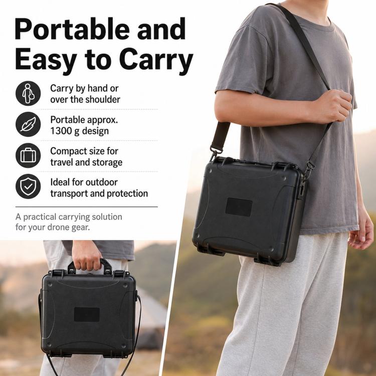 Estuche de seguridad a prueba de golpes para drones DJI Lito 1 / X1, portátil e impermeable para exteriores., Black No Shoulder Strap, Black With Shoulder Strap