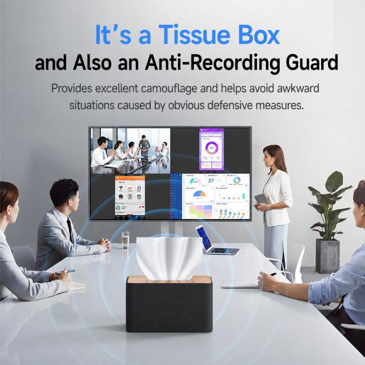 Covert Tissue Box Audio Protection Device, 360 Degrees Ultrasonic Voice Recorder Blocker, US Plug, BS-99