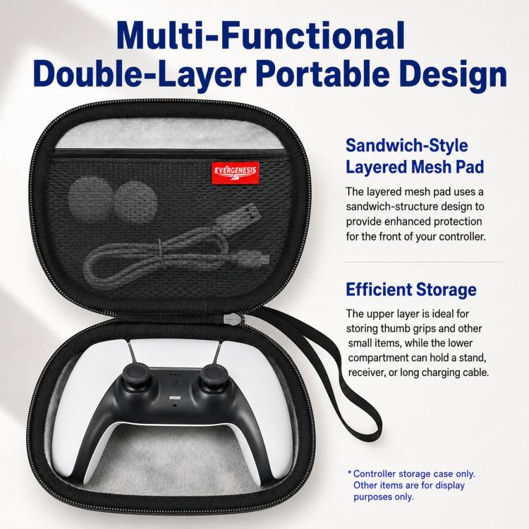 EVERGENESIS Pro 2 Universal Game Controller Storage Case Hard-Shell EVA Accessory Bag