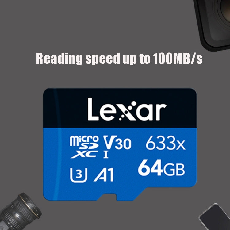 Lexar 633x 64GB Grabadora de conducción de alta velocidad Tarjeta de memoria dedicada para teléfono móvil Tarjeta DVR TF, 64GB