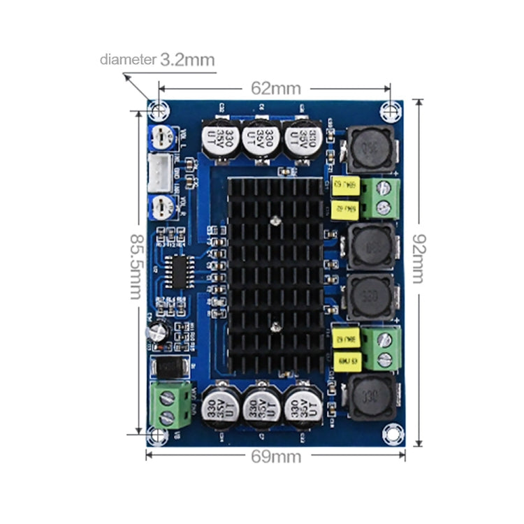 XH-M543 120W + 120W Placa de amplificador de potencia de audio TPA3116D2 estéreo de doble canal de alta potencia digital, 120W+120W Dual-channel Audio Amplifier