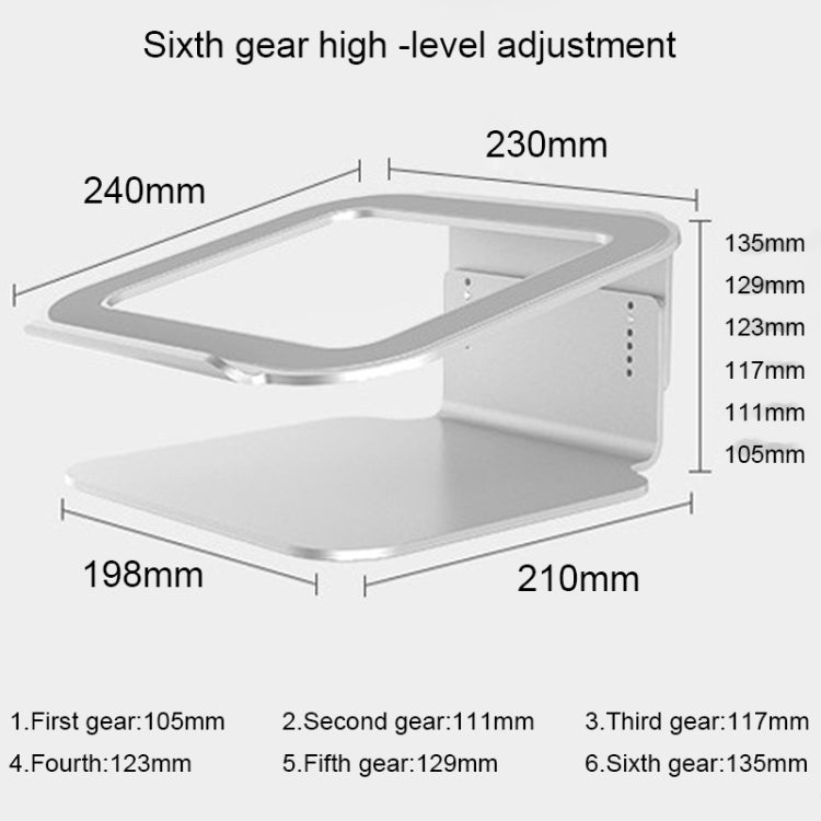 Soporte de refrigeración para portátil de aleación de aluminio ajustable en altura rotación 360 ergonómico soporte para portátil de 10-17 pulgadas para MacBook Air Pro, 360 Rotation