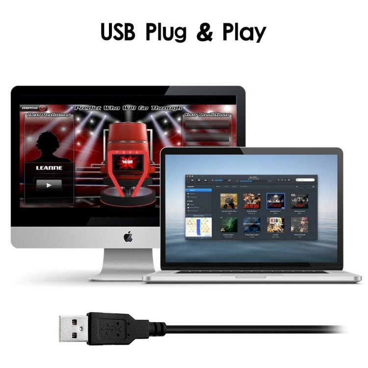 Micrófono de condensador USB con Cable para ordenador, PC, escritorio, portátil, Notebook, Cable de grabación, Gaming, Podcasting, Black