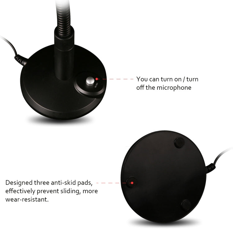 Micrófono de condensador USB con Cable para ordenador, PC, escritorio, portátil, Notebook, Cable de grabación, Gaming, Podcasting, Black