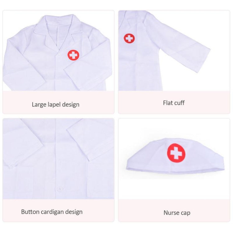 Pequeñas enfermeras sirven a los médicos, experiencia de cosplay, ropa con juguetes y regalos para niños